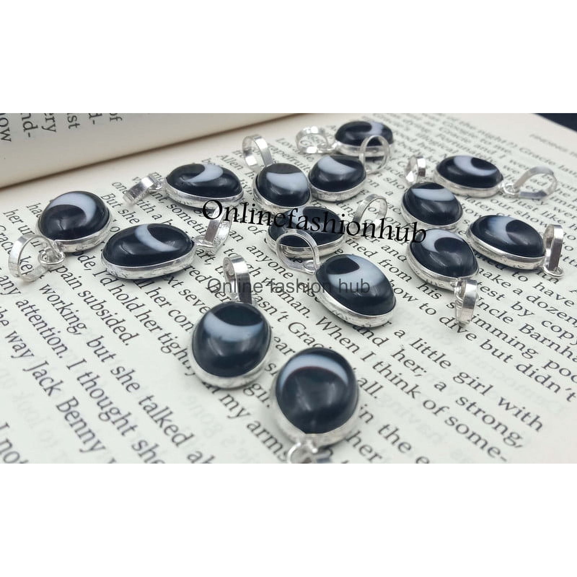 Evil Eye Gemstone 925 Sterling Silver Plated Handmade Pendant 5 pcs
