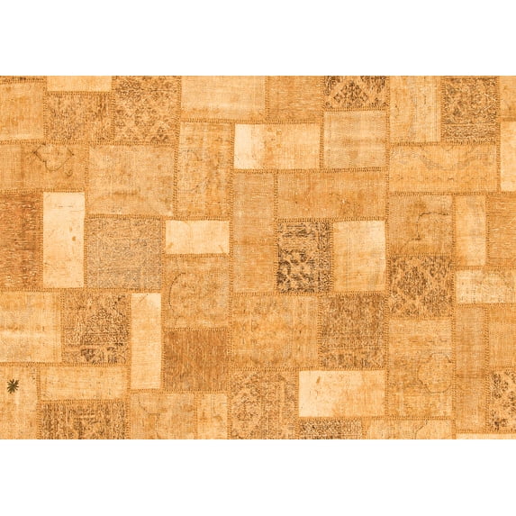 Ahgly Company Indoor Rectangle Patchwork Orange Transitional Area Rugs, 7' x 9'