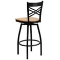 thumbnail image 5 of Emma + Oliver Black Metal "X" Back Swivel Barstool, Natural Wood Seat, 5 of 6