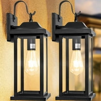 MY.2-Pack 17 Inch Large Outdoor Light Fixtures, Exterior Matte Black Wall Sconces IP65 Waterproof Anti-Rust, Porch Lights with Clear Glass Outside Modern Wall Lanterns E26 Bulb Base