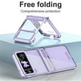 thumbnail image 2 of ELEHOLD for Samsung Galaxy Z Flip 3 Rugged Clear Case with Hinge Protection Transparent Clear Luxury Plating Shockproof Protective Case for Samsung Z Flip 3,Purple, 2 of 6