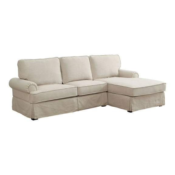 Furniture of America Cory Transitional Sectional Sofa in Beige Fabric