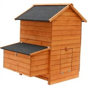 Kinbor Wooden Chicken Coop Outdoor Large Hen House w/Nesting Box Poultry Cage Rabbit Hutch w/Removable Tray & Ramp-Main House