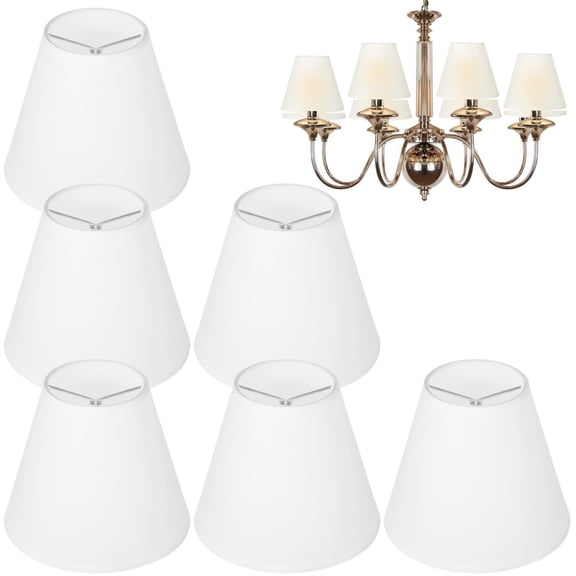 6 Pcs Chandelier Lamp Shades 5 Inch, Mini Barrel Lampshades Clip On for Table Lamp Wall Lamp Replacement, Natural Linen Mini Lamp Shade, 3.2x4.9x5.9in (Top Height Bottom)