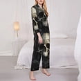 thumbnail image 3 of Fotbe Gold Pattern Skull Pattern Long Sleeve Pajama Set for Women,Sleepwear Set,2-piece Loungewear Set,Soft PJs Comfy Nightwear with Pockets -X-Large, 3 of 7