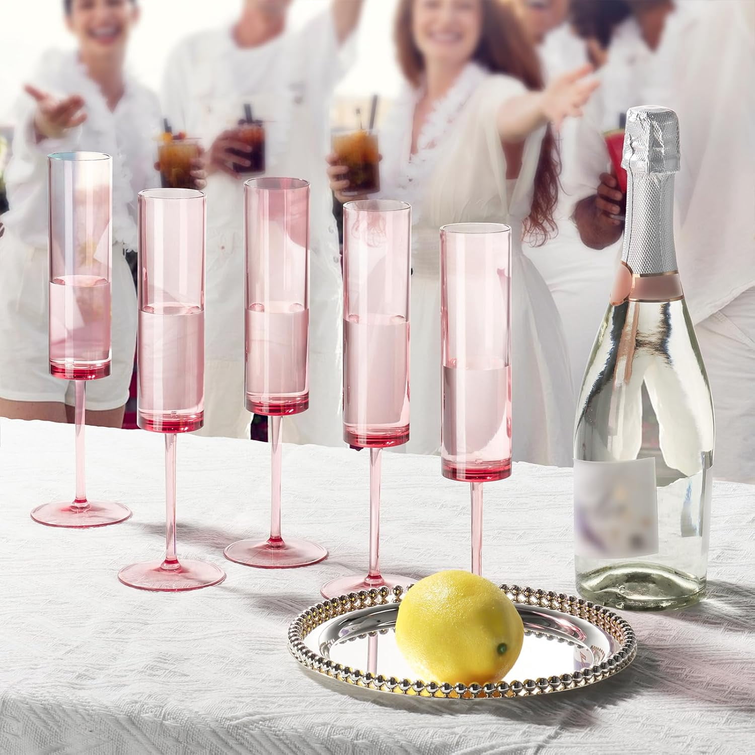 Champagne Flutes 5.4 OZ Square Champagne Glasses Stemmed Coupes Reusable Wedding Toasting Glasses Rose Bride Wine Glasses For Birthday Party Wedding Anniversary Christmas