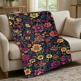 thumbnail image 2 of 28"x40" Boho Floral Fleece Throw Blanket, Soft Small Flannel Blanket for Couch Chair Decor, 2 of 6