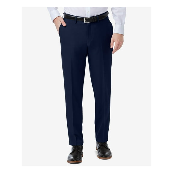 HAGGAR Mens Navy Slim Fit Stretch Pants 34W/ 32L