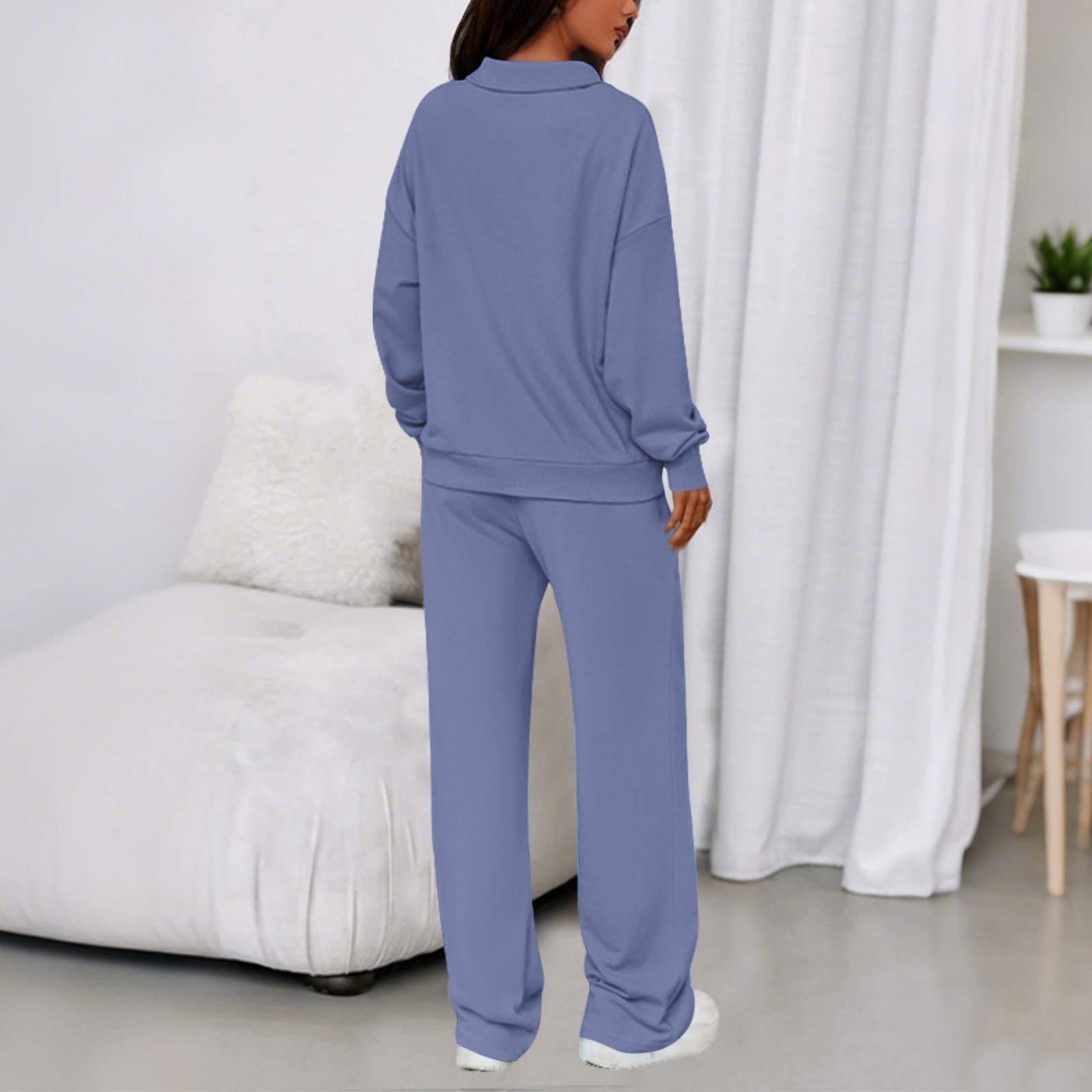 UPPADA Womens Two Piece Sweatshirts Set 2 Piece Long Sleeve Zip Up Tops Casual Loose Pant Outfits Set Ladies 2 Piece Pants Sets Casual Spring Lounge Set Purple,L