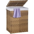 thumbnail image 1 of Paylesshere Laundry Basket Handwoven Laundry Hamper 90L/110L Foldable Rattan Laundry Hamper With Lid,2 Removable Liner Bags & 6 Laundry Bags,Clothes Hamper Bathroom Laundry Basket,Natural, 1 of 8