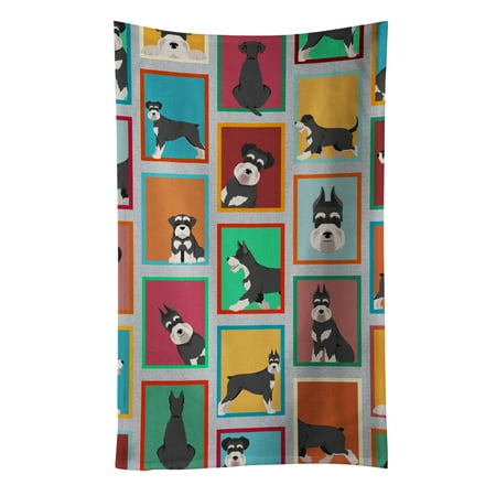 

Lots of Black and Silver Schnauzer Kitchen Towel 15 in x 25 in