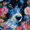 CattleDog, variant on Black Dog Floral Canvas Print, Wall Art for Living Room Bedroom Office Cafe Hallway Entryway Apartment