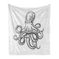 thumbnail image 1 of Octopus Soft Flannel Fleece Throw Blanket, Hand Drawn Sketch of an Adult Sea Animal Depicted as a Monster of Ocean, Cozy Plush for Indoor and Outdoor Use, 50" x 70", White Charcoal Grey, by Ambesonne, 1 of 6