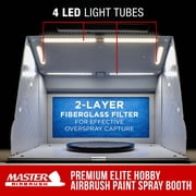 Master Airbrush Portable Hobby Airbrush Paint Spray Booth Kit with 4 LED Lights, Turntable - Powerful Dual Exhaust Fans with Filter & Extension Hose