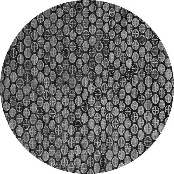 Ahgly Company Indoor Round Abstract Gray Modern Area Rugs, 7' Round