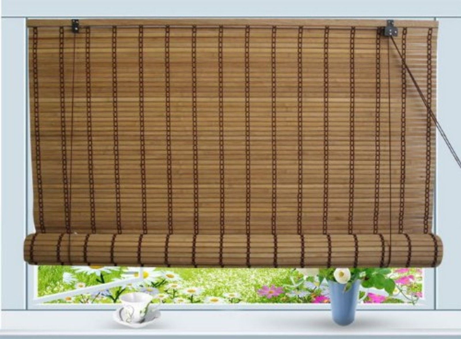 36/"X72/" Natural Bamboo Roll Up Window Blind Sun Shade WB-SUN318