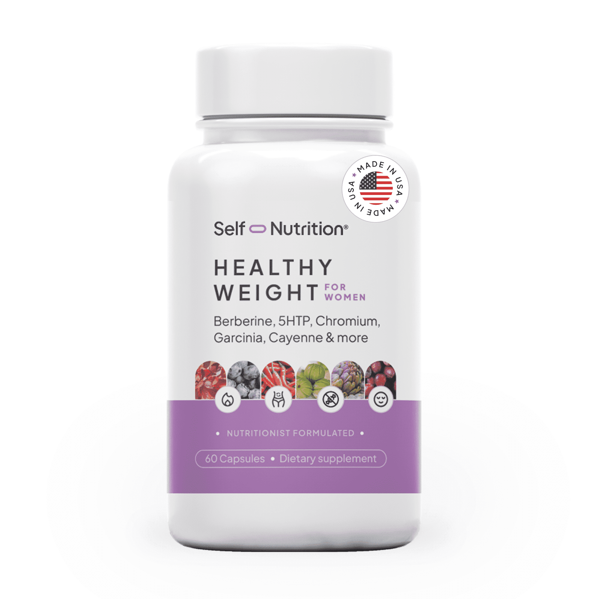 Self Nutrition Healthy Weight Supplement for Women - Reduce Cravings, Appetite Control, Mood and Metabolism Support - Vegan, USA, 60 capsules