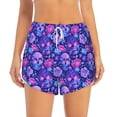 thumbnail image 2 of KLL blue Skull purple flower1 Pattern Shorts Women,Athletic Shorts High Waisted Running Shorts Pocket Sporty Short Gym Elastic Workout Shorts-XX-Large, 2 of 7