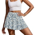 thumbnail image 2 of Xoenoiee Blue Floral Print Womens Pleated Tennis Skirts Soft Breathable Built-in Shorts Inner Pockets High Waisted Athletic Golf Skorts for Women, 2XL, 2 of 6