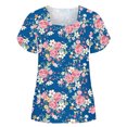 thumbnail image 2 of SMihono Hauts pour Femmes Été Mode Décontractée Col Montant Imprimé Pétale Manches Courtes - T-Shirts Grande Taille, 2 of 5