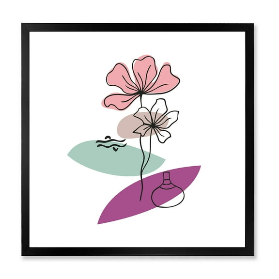Designart 'Abstract Flowers Plants With Elementary Shapes IV' Modern Framed Art Print