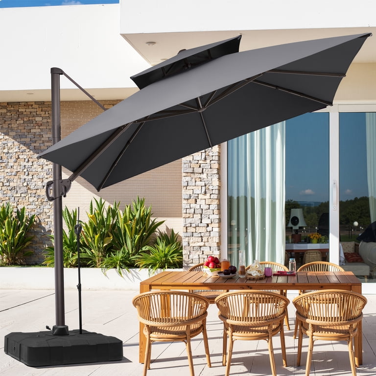 large patio self standing umbrellas GDPFN 15FT Umbrella with Base Included, Outdoor Deck Umbrella with Crank Handle, Double-Side Rectangular Pool Umbrella for Outside, Market, Patio, Beige : Patio, Lawn & Garden no-retail Enjoy effortless opening and Options:HLMT AM CHANT OPAL PR 2XS 10FT FRUITEAM Offset Hanging