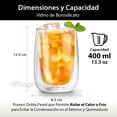 thumbnail image 3 of MAGMALIFE Vasos de Cristal Doble Pared De 400 ml (13.5 Onzas), Vidrio De Doble Fondo. Elegante Set de 4 Piezas, Ideal Para Capuchino, Vino o Jugo, Conservan la Temperatura de Bebidas Frías, 3 of 8