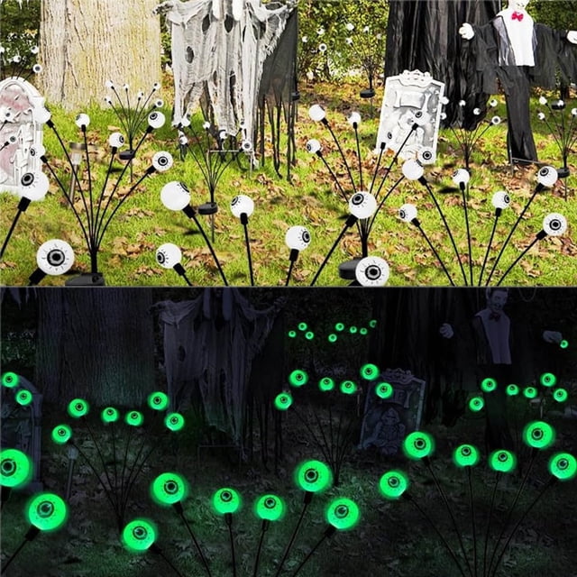 CUITING Halloween Decorations Outdoor Solar Scary Eyeball Lights - Halloween Ghost Eye Lamps for Outdoor & Indoor Party Decor - Auto On/Off Inflatable