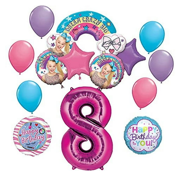 JoJo Siwa Party Supplies 8th Birthday Dream Crazy Big Balloon Bouquet Decorations