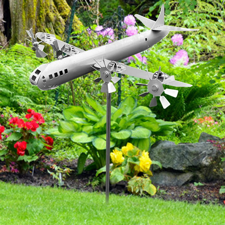  BAFAFA 3D Airplane Shape Wind Powered Kinetic Sculpture,  Aircraft Windmill, Wind Mills, for The Yard and Garden Patio Decoration  Spinner : Everything Else