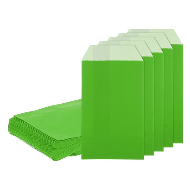Uxcell 100Pcs Bolsas de Papel Kraft, 6" x 3" Bolsas de Caramelo Impermeables, Bolsas de Favor Planas, Bolsas de Regalo Pequeñas, Verde Fruta