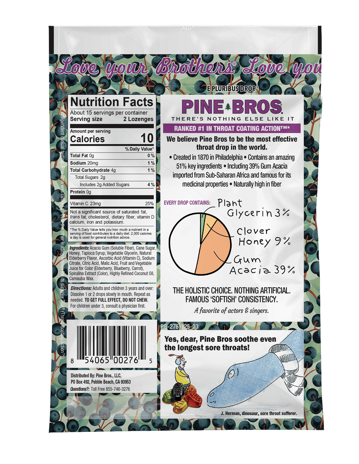 Pine Bros. Gummy Sore Throat Softish Drops 30 Count (Elderberr) 1 Case