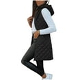 thumbnail image 3 of qucoqpe Women's Long Puffer Vest Classic Solid Sleeveless Quilted Coat Winter Outwear Warm Jackets, 3 of 6