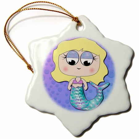 3drose Cute Blonde Hair Mermaid Girl With Iridescent Fin And