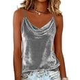 thumbnail image 2 of BUIGTTKLOP Velet Tops for Women Adjustable Spaghetti Strap Sleeveless Shirts Scoop Neck Velour Camisole Tops Loose Fitted Party Camis, 2 of 6