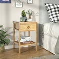 thumbnail image 3 of Gymax 2PCS Bamboo Nightstand Natural Side End Table w/Drawer for Living Room Bedroom, 3 of 10