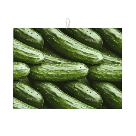 

Dish Drying Mat funny Cucumber Highly Absorbent Microfiber Drying Mat Kitchen Counter or Sink Drawer Liner 16x18 Kitchen Drying Mat Coffee Mat Kitchen Essentials