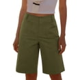 thumbnail image 3 of Taqqpue Bermuda Cargo Shorts for Women Casual Long Knee Length High Waisted Stretch Wide Leg Relaxed Fit Women Shorts Under 10, 3 of 10