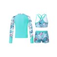 thumbnail image 2 of zdhoor Kids 3 Piece Tankini Rashguard Set，Girls 2Pcs Sports Swimsuit with Rash Shirts Set UPF 50+ Leaf 8, 2 of 5