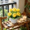 thumbnail image 1 of Rosa Artificial En Maceta: Arreglo Floral Artificial Realista En Maceta Blanca para Centro de Mesa En El Hogar, Oficina, Sala de Estar y Decoración de Bodas., 1 of 6