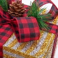 thumbnail image 3 of 10"-8"-6" Set of 3 Christmas Lighted Gift Boxes Decoration Boxes with Plug, Bows, Artificial Pine Leaves and Pine Cones for Christmas, Weddings Yard Home Holiday Art Decoration, 3 of 7