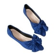 thumbnail image 5 of Womens Blue Feminine Bow Flats - Flock Fabric Comfort Shoes with Cushioned Insole, Shallow Mouth & Extended Sizes 35-44 for Daily Errands Office,Size 38, 5 of 9