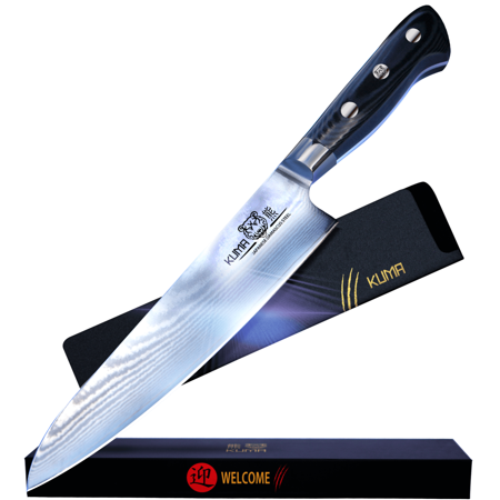 KUMA Japanese Damascus Steel Chef Knife - Sharp Professional 8” Kitchen Knives