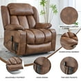 thumbnail image 2 of Dual Motor Power Lift Recliner Chair, 350 LBS Capacity, Infinite Position & 180 Degree Recline, 8-Point Massage with Lumbar Heat, Stainless Steel Cup Holders, Brown Leather, 2 of 9