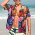 thumbnail image 5 of Lsque Colorful Butterfly Cluster pattern Hawaiian Shirt for Men, Unisex Summer Beach Casual Short Sleeve Button Down Shirts-3X-Large, 5 of 9