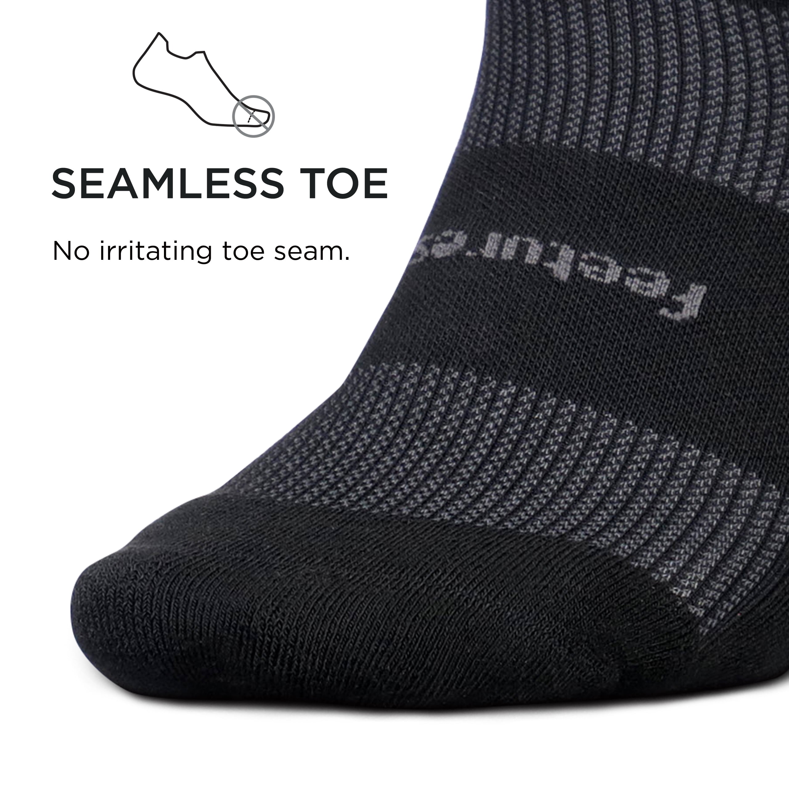 Feetures High Performance Max Cushion Ankle Sock - No Show Socks for Women & Men with Heel Tab - Black, L - (3 Pair)