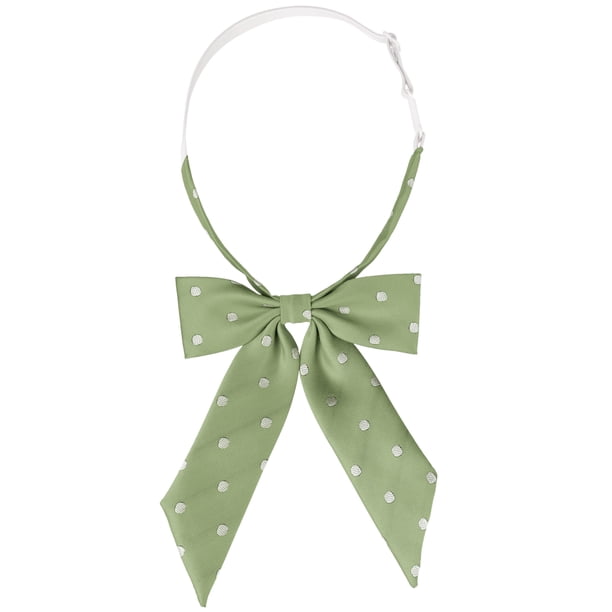 INSPIRAR CHIC Corbatas de Lunares para Mujeres de Regreso a Clases, Ajustables y Elásticas, Corbata de Moño Preatado, Uniforme Cosplay, Amarillo Verde, Talla Única