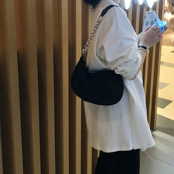 LULULION Fashion Black PU Cross-Body Bag Woman Lightweight Soft Shoulder Bag