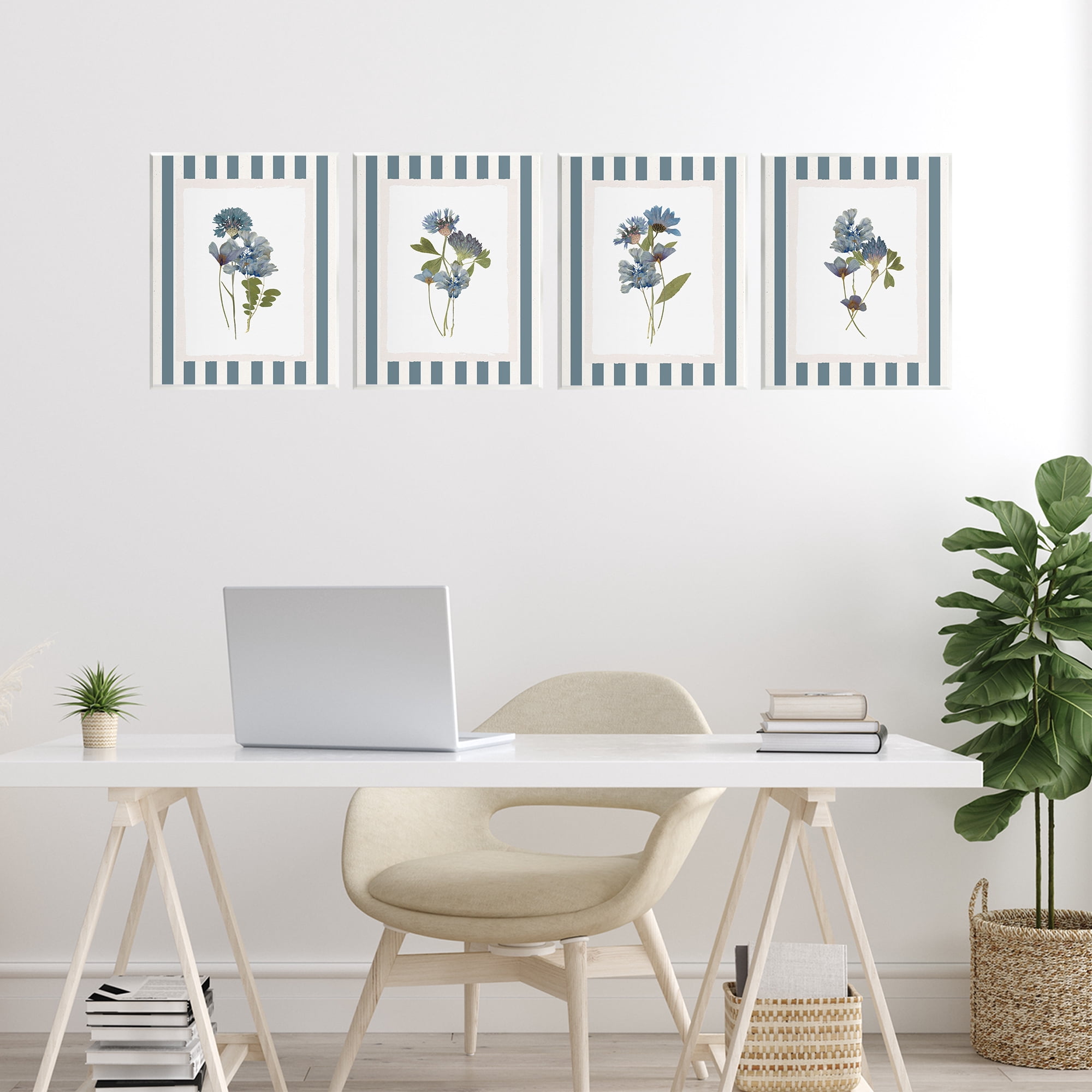 Stupell Industries Summer Memory Florals 4 Piece Wall Plaque Art Set, design by Val Rhodes