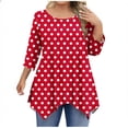 thumbnail image 3 of Jsaierl 3/4 Length Sleeve Plus Size Tops for Women Summer Round Neck Shirts Dressy Solid Petite Blouses Classic Holiday Tunic Top L-4XL, 3 of 6